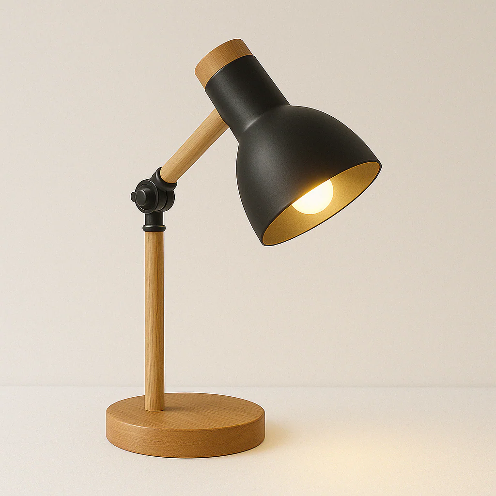 Luminária de Mesa Abajur Moderna Leitura Articulada Metal Madeira Puppy - Image 4