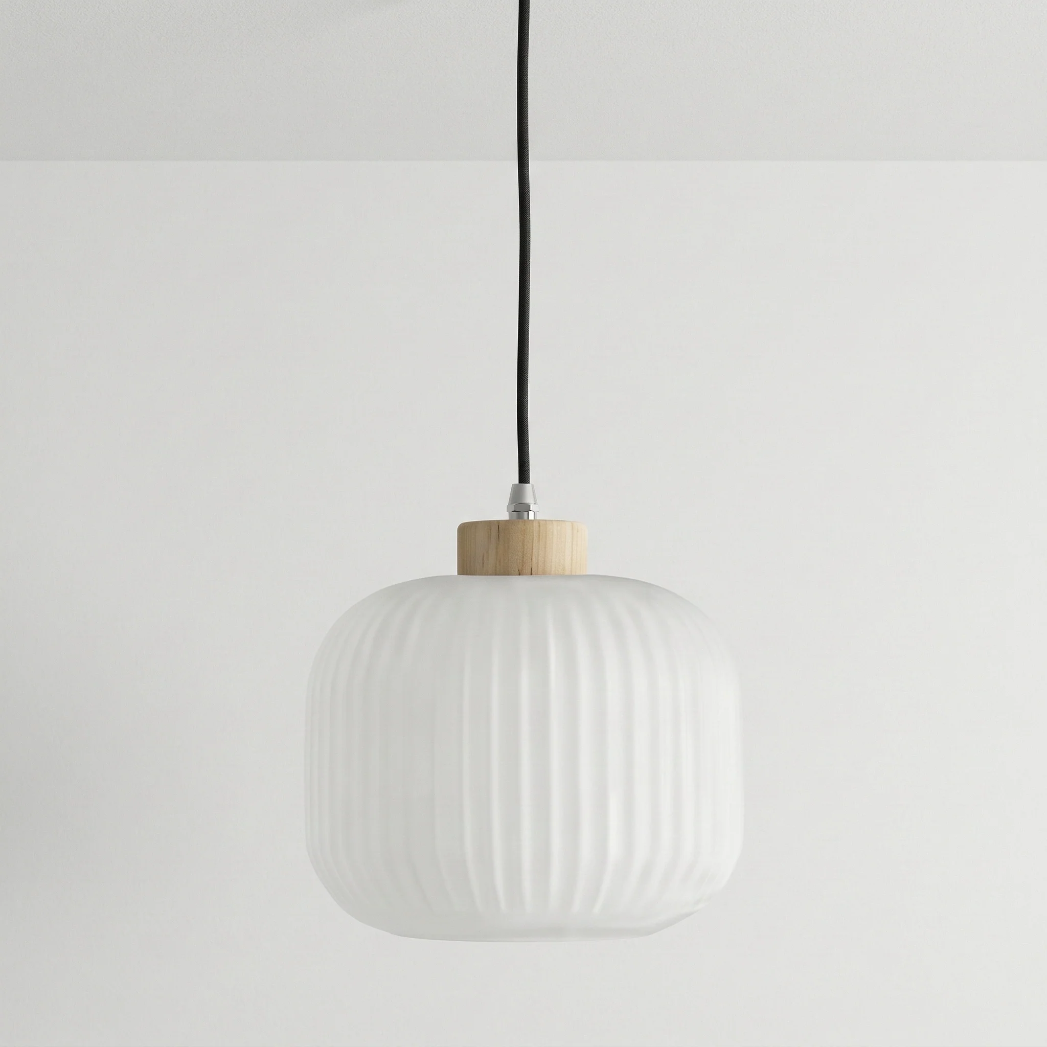 Luminária Pendente Moderno Minimalista Madeira Vidro Japonês Kittan - Image 3